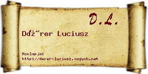 Dérer Luciusz névjegykártya
